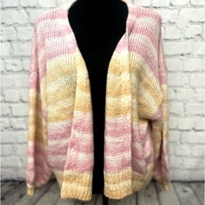 Sincerely Jules Pink and Cream Striped Cardigan size Small Ombré